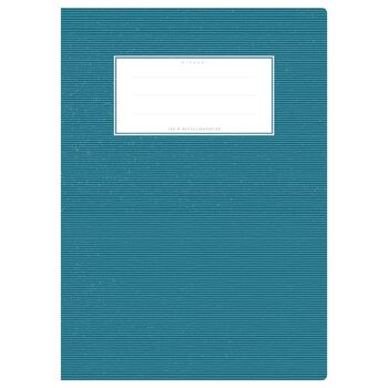 Couverture de cahier DIN A4 bleu foncé uni, une couleur avec de fines rayures horizontales