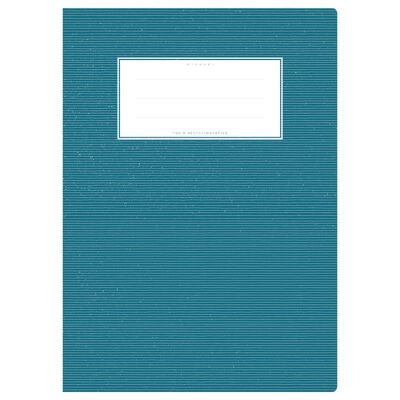 Cubierta del cuaderno de ejercicios DIN A4 azul oscuro uni, un color con delicadas rayas horizontales