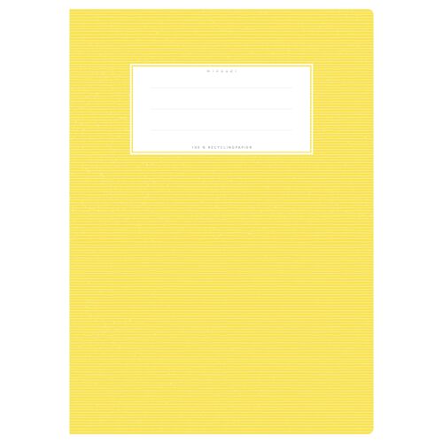 Schulheftumschlag DIN A4 gelb uni, einfarbig mit zarten Querstreifen