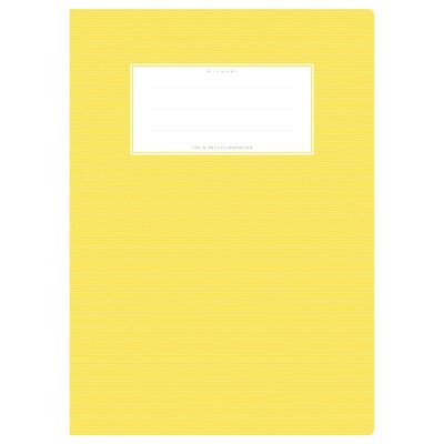 Couverture de cahier DIN A4 jaune uni, monochrome à fines rayures horizontales