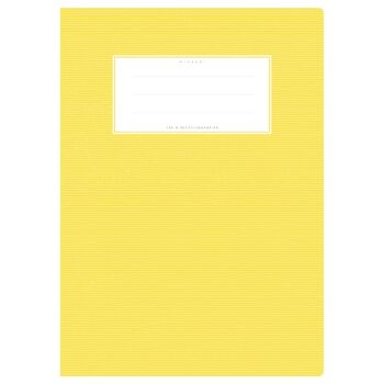 Couverture de cahier DIN A4 jaune uni, monochrome à fines rayures horizontales