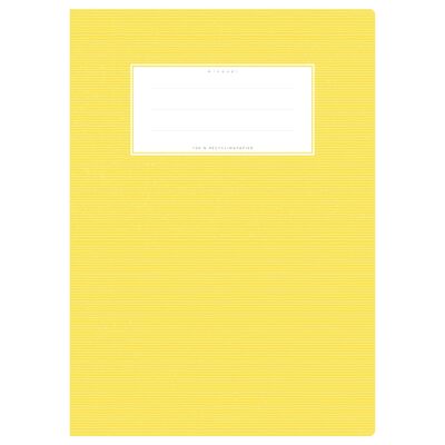 Exercise book cover DIN A4 yellow uni, monochrome with delicate horizontal stripes