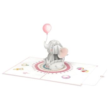 Carte Pop Up Bébé Éléphant (Rose) 4