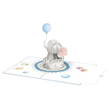 Carte Pop-Up Bébé Éléphant (Bleu) 4