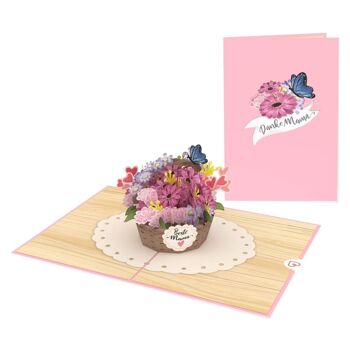 Meilleure carte pop-up de panier de fleurs de maman 2