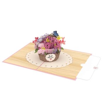 Meilleure carte pop-up de panier de fleurs de maman 4