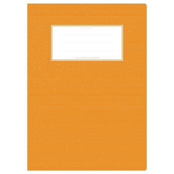 Couverture de cahier DIN A4 orange uni, monochrome avec fines rayures horizontales