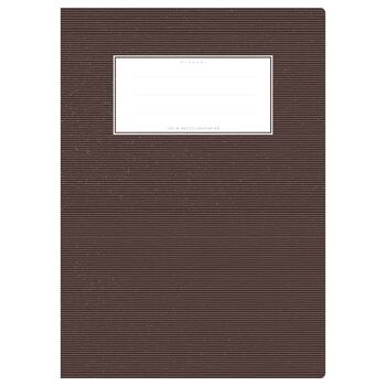 Couverture de cahier DIN A4 marron uni, monochrome avec fines rayures horizontales