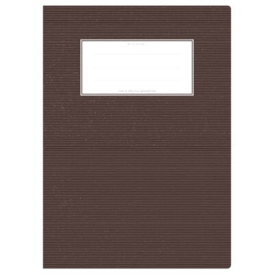 Copertina quaderno DIN A4 marrone uni, monocromatica con delicate strisce orizzontali