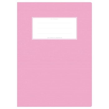 Couverture de cahier DIN A4 rose uni, monochrome à fines rayures horizontales