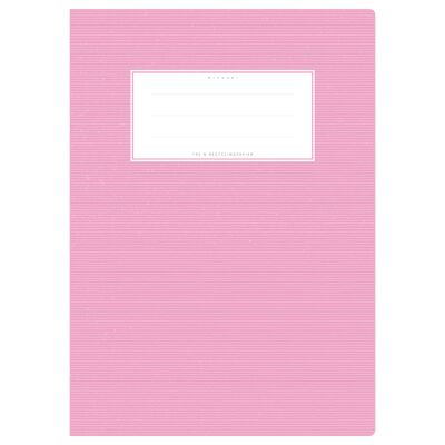 Exercise book cover DIN A4 pink uni, monochrome with delicate horizontal stripes