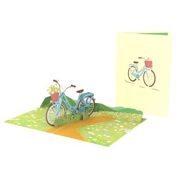 Carte pop-up Vélo avec fleurs 2