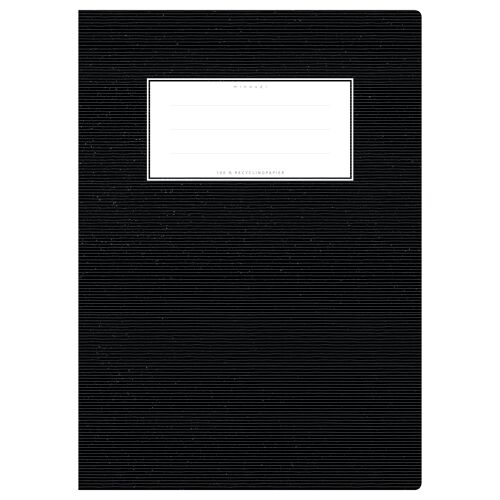 Schulheftumschlag DIN A4 schwarz uni, einfarbig mit zarten Querstreifen