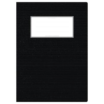 Couverture de cahier DIN A4 noir uni, monochrome avec fines rayures horizontales