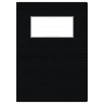 Cubierta del cuaderno de ejercicios DIN A4 negro uni, monocromático con delicadas rayas horizontales