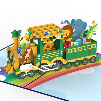 Carte pop-up train d'anniversaire