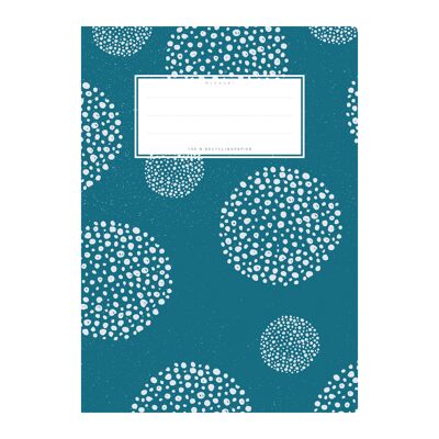 Exercise book cover DIN A5 dark blue patterned, circles