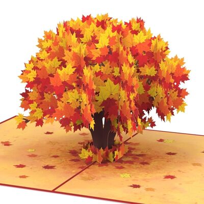 Tarjeta emergente de árbol de otoño