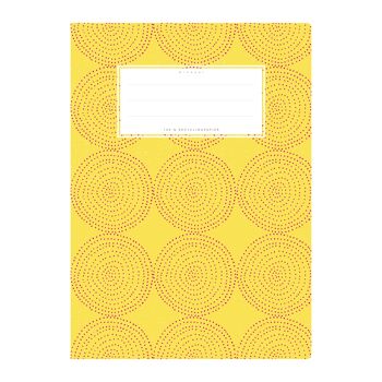 Protège cahier DIN A5 motif jaune, cercles