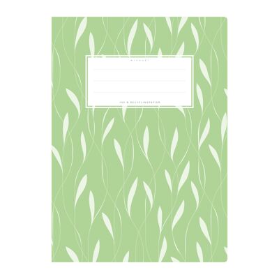 Couverture de cahier DIN A5 vert clair à motifs, vrilles