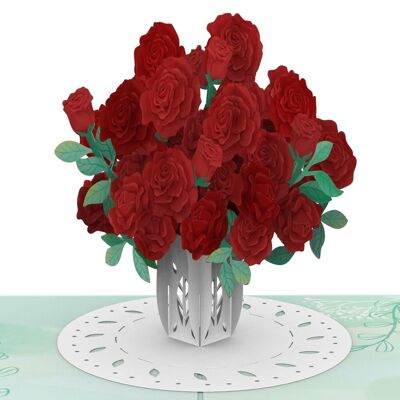 Carte pop-up roses rouges