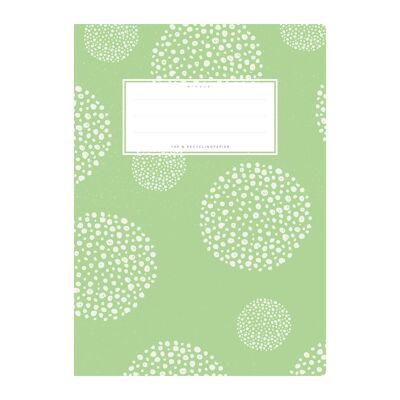 Exercise book cover DIN A5 light green patterned, circles
