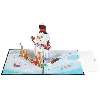 Carte pop-up bonhomme de neige avec animaux 3