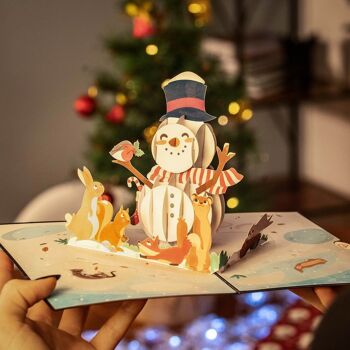 Carte pop-up bonhomme de neige avec animaux 5