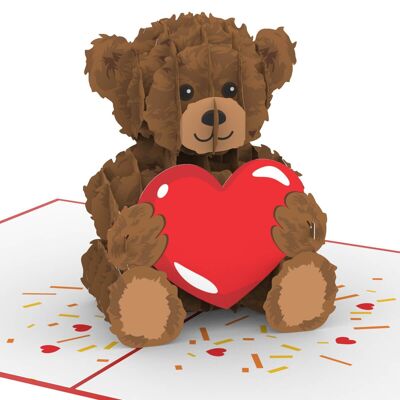 Teddy bear with heart pop-up card