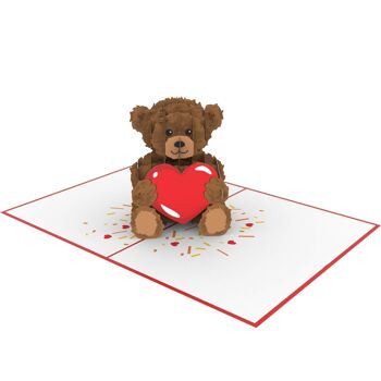 Ours en peluche avec carte pop-up coeur 2