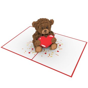 Ours en peluche avec carte pop-up coeur 3