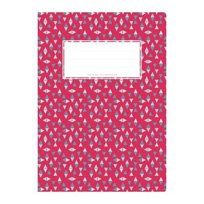Exercise book cover DIN A5 red patterned, small triangles