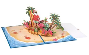 Carte pop-up Père Noël sur la plage 4