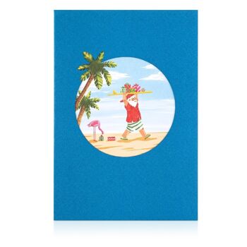 Carte pop-up Père Noël sur la plage 7