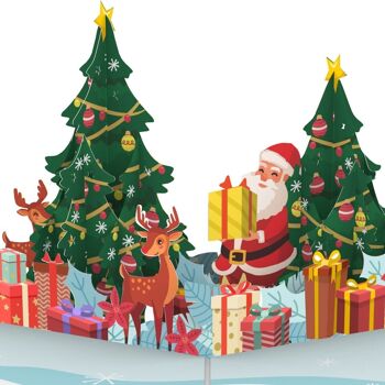 Carte pop-up Père Noël et rennes 1