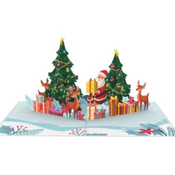 Carte pop-up Père Noël et rennes 2