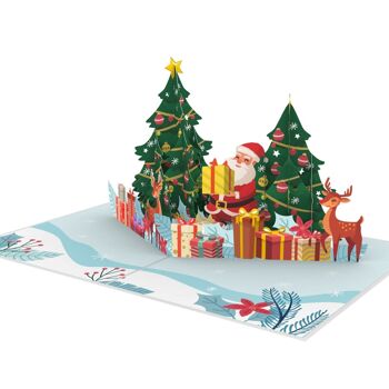 Carte pop-up Père Noël et rennes 3