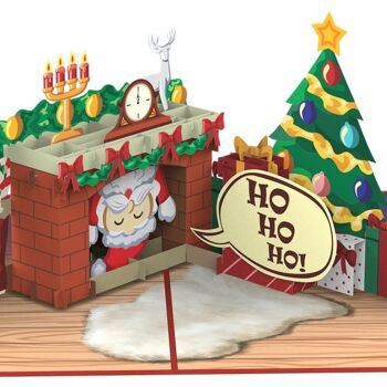 Carte pop-up Père Noël dans la cheminée 1