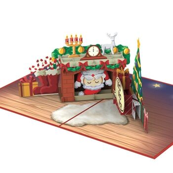Carte pop-up Père Noël dans la cheminée 4