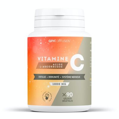 Vitamina C Ácido L-ascórbico - 1000 mg - 90 cápsulas vegetales