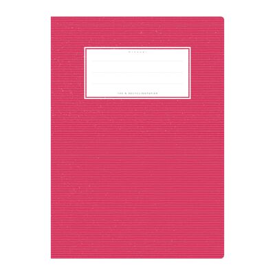 Exercise book cover DIN A5 red uni, monochrome with delicate horizontal stripes