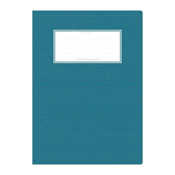 Couverture de cahier DIN A5 bleu foncé uni, monochrome avec fines rayures horizontales