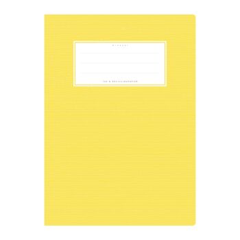 Couverture de cahier DIN A5 jaune uni, monochrome avec fines rayures horizontales