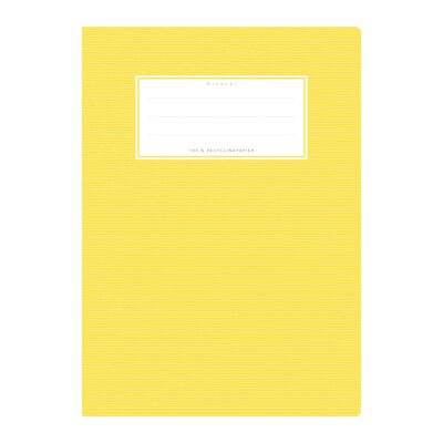 Exercise book cover DIN A5 yellow uni, monochrome with delicate horizontal stripes