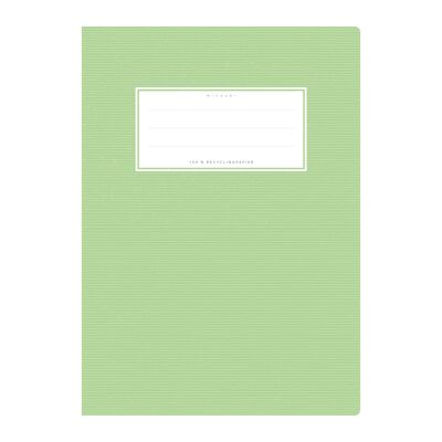 Cubierta del cuaderno de ejercicios DIN A5 verde claro uni, monocromática con delicadas rayas horizontales
