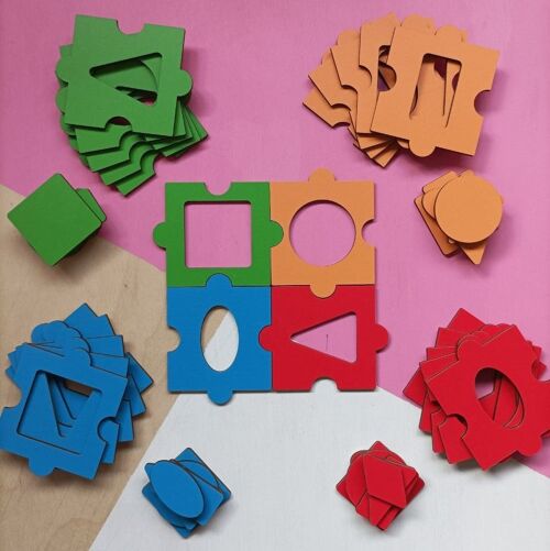 Color matching puzzles with geometric shapes