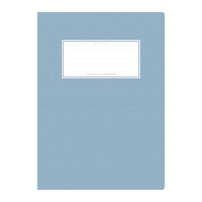 Exercise book cover DIN A5 light blue uni, monochrome with delicate horizontal stripes