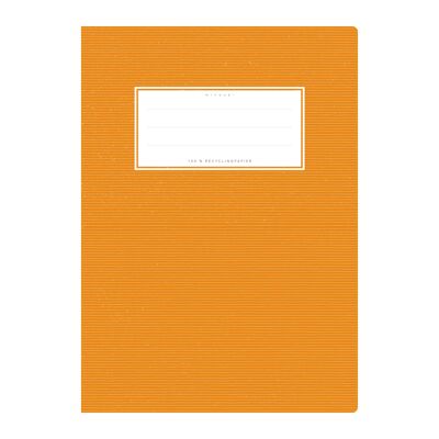 Exercise book cover DIN A5 orange uni, monochrome with delicate horizontal stripes