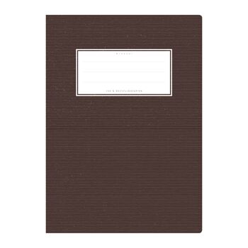 Protège cahier DIN A5 marron uni, monochrome à fines rayures horizontales