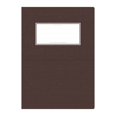 Copertina quaderno DIN A5 marrone uni, monocromatica con delicate strisce orizzontali